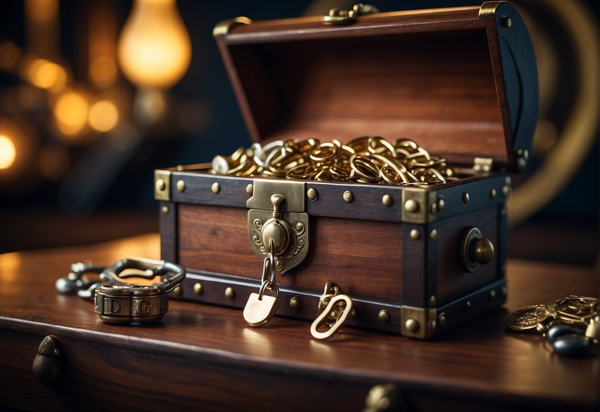 A digital lock protects a treasure chest from a pirate ship, while a data eraser tool stands guard, symbolizing the role of data erasure in supporting digital rights management