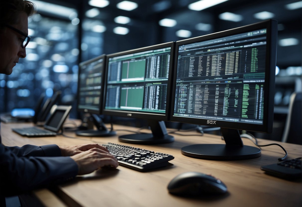 A secure data erasure process being performed on computer systems, with a focus on documenting and maintaining compliance with SOX regulations