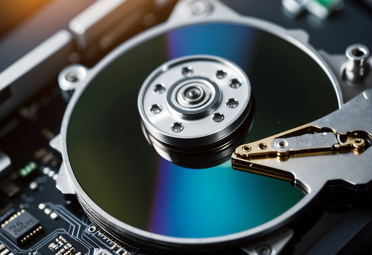 A secure data erasure process is depicted, with a computer hard drive being wiped clean in compliance with Sarbanes-Oxley regulations