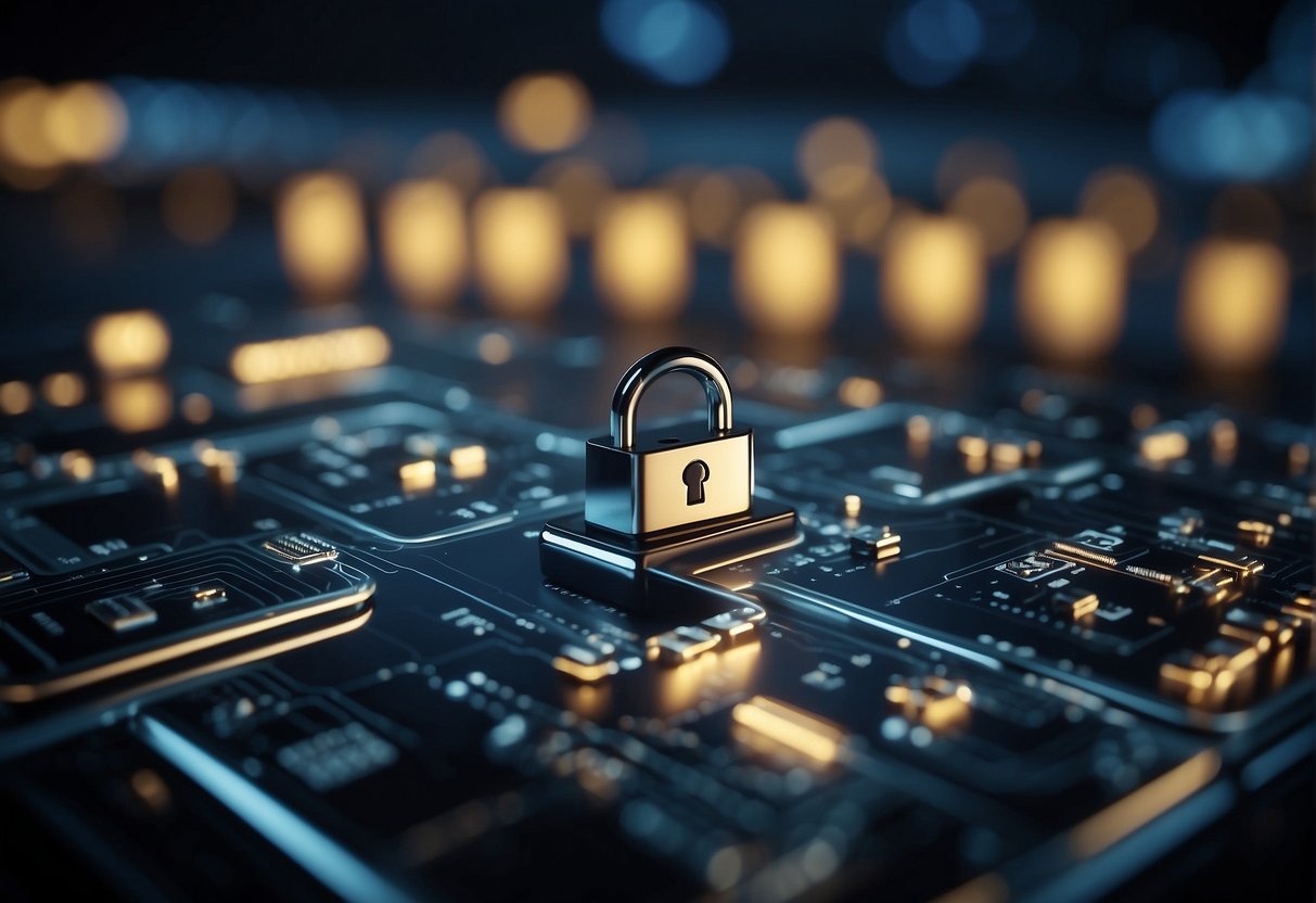 Multiple electronic devices connected in a network with a secure lock symbol indicating data erasure in progress