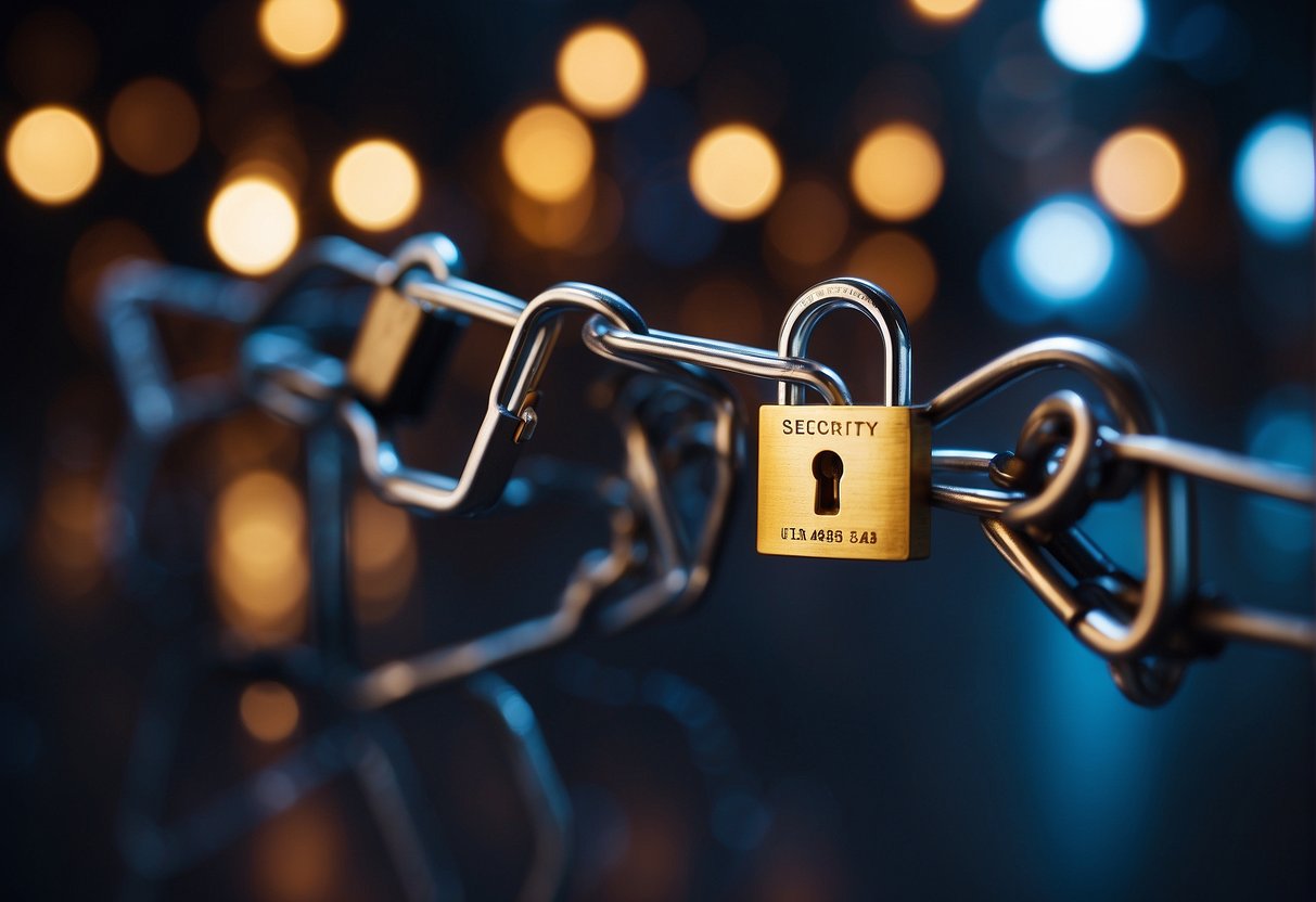 A padlock symbolizing security locks in data, while a virtual network eraser ensures complete data erasure in VPNs