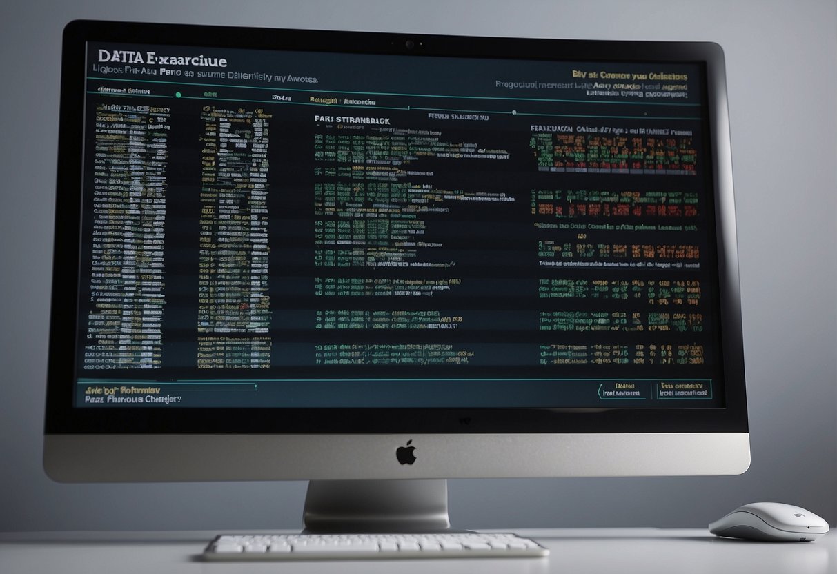 A computer screen displaying a list of frequently asked questions about data erasure, with a chart showing the benefits of reducing cyber insurance costs