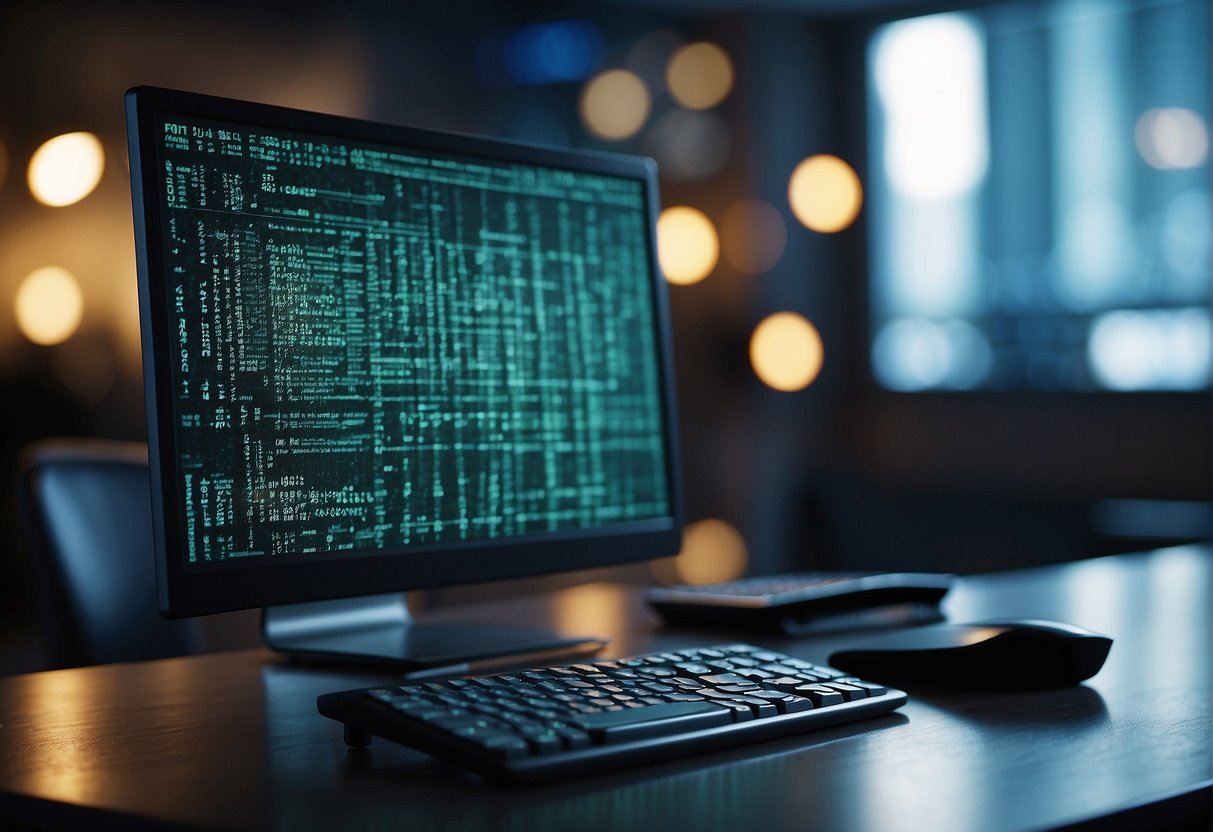 A computer screen displaying a secure data erasure process, with a DMS interface in the background. A shredder icon symbolizes the erasure process