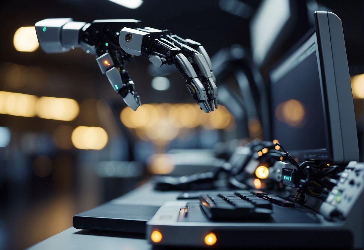 Robotic arms erasing data from a computer system, ensuring operational security