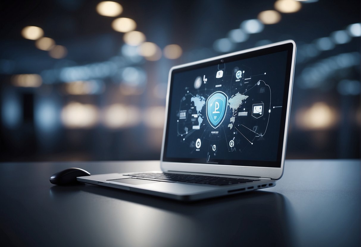 A CRM system with data being erased, leaving a trail of disappearing customer information and a shield protecting the remaining data