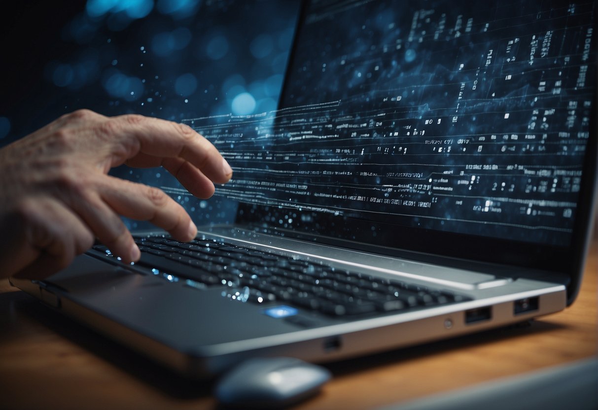 Data being erased from a computer system, representing the risks of data retention and benefits of timely deletion for CRM systems