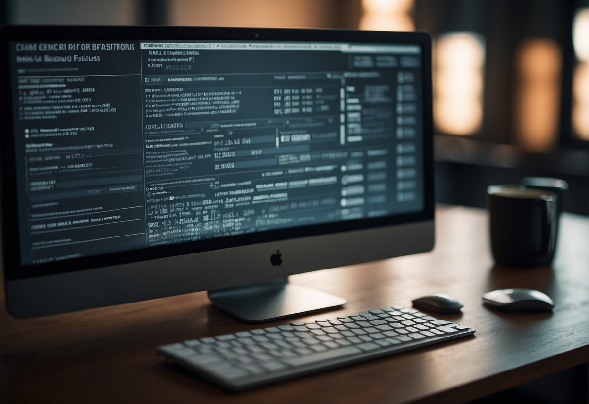 A computer screen displaying a data erasure process, with a checklist of FERPA compliance requirements in the background