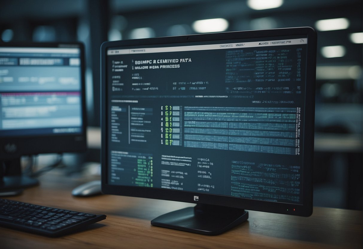 A computer screen displaying a third-party vendor's data erasure process, with a FERPA compliance checklist in the background