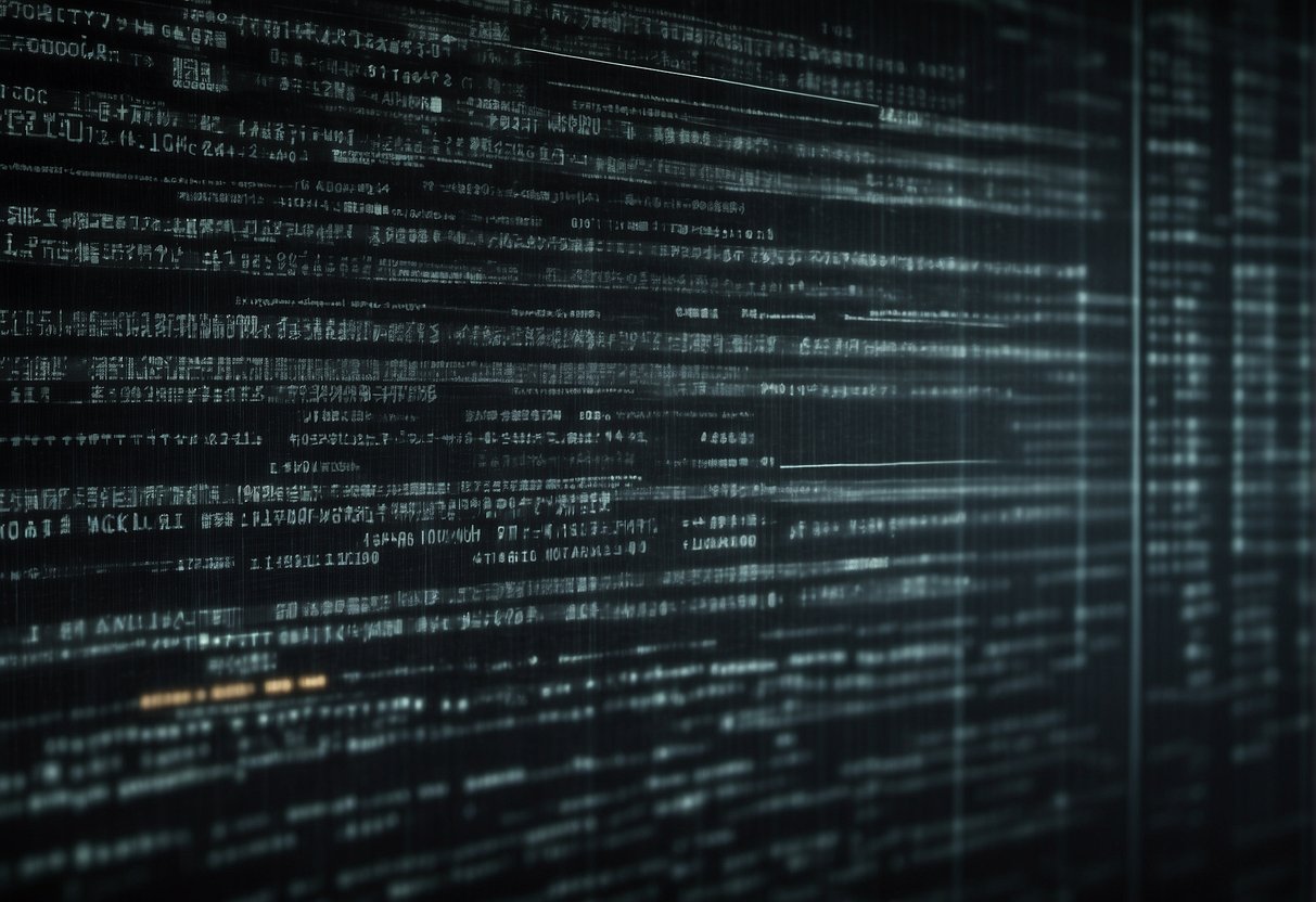 A computer screen displaying lines of code being erased, representing the role of data erasure in ethical hacking and penetration testing