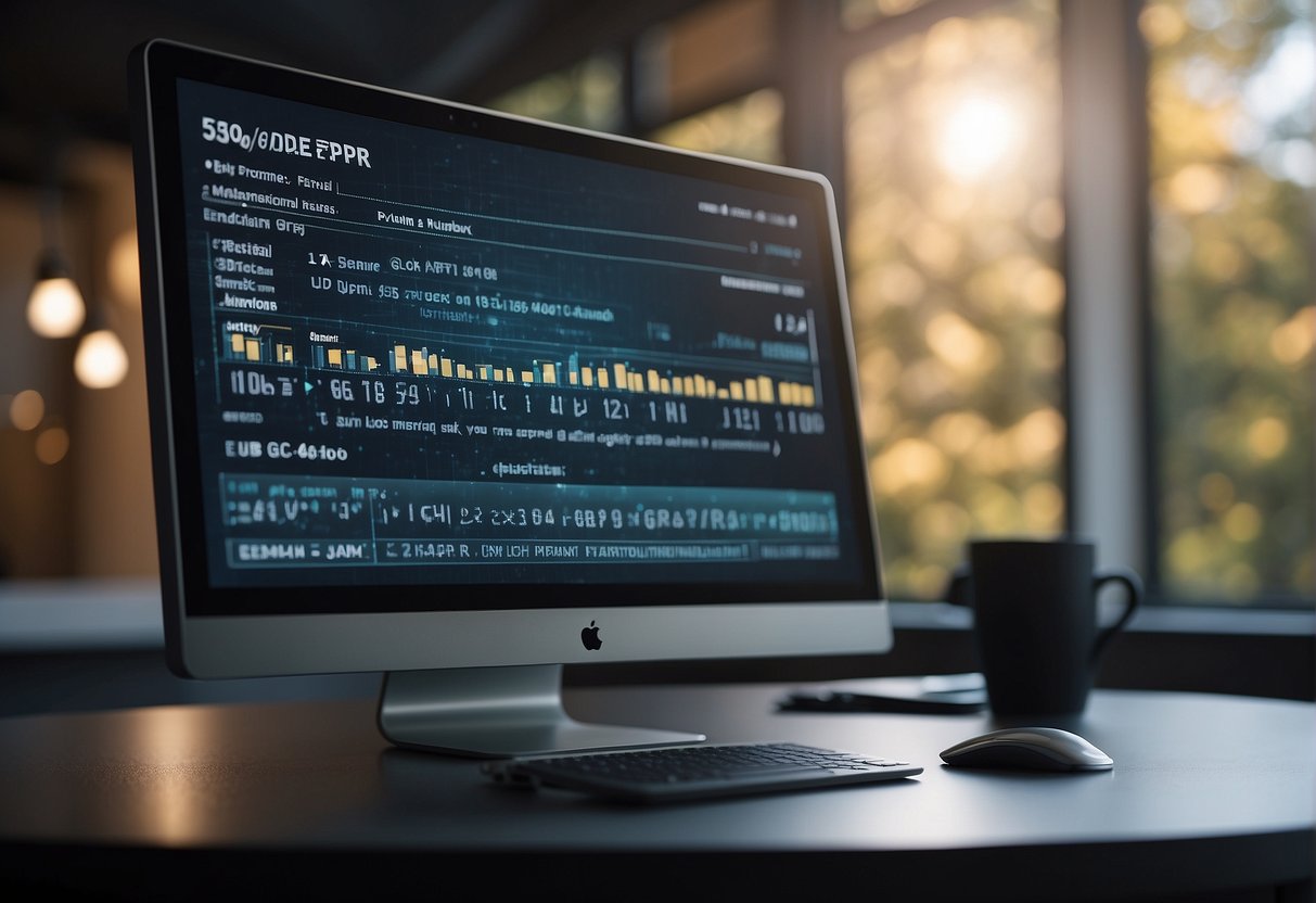 A computer screen displaying a data erasure software program ensuring GDPR compliance. A secure lock icon symbolizing data protection