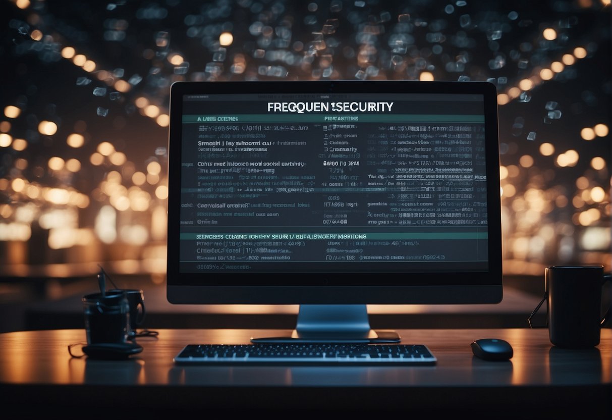 A computer screen displaying a list of frequently asked questions on data security methods for businesses