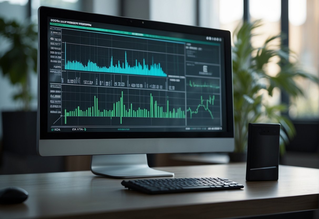 A transparent computer monitor displaying ESG data being securely deleted, symbolizing transparency and accountability in ESG reporting