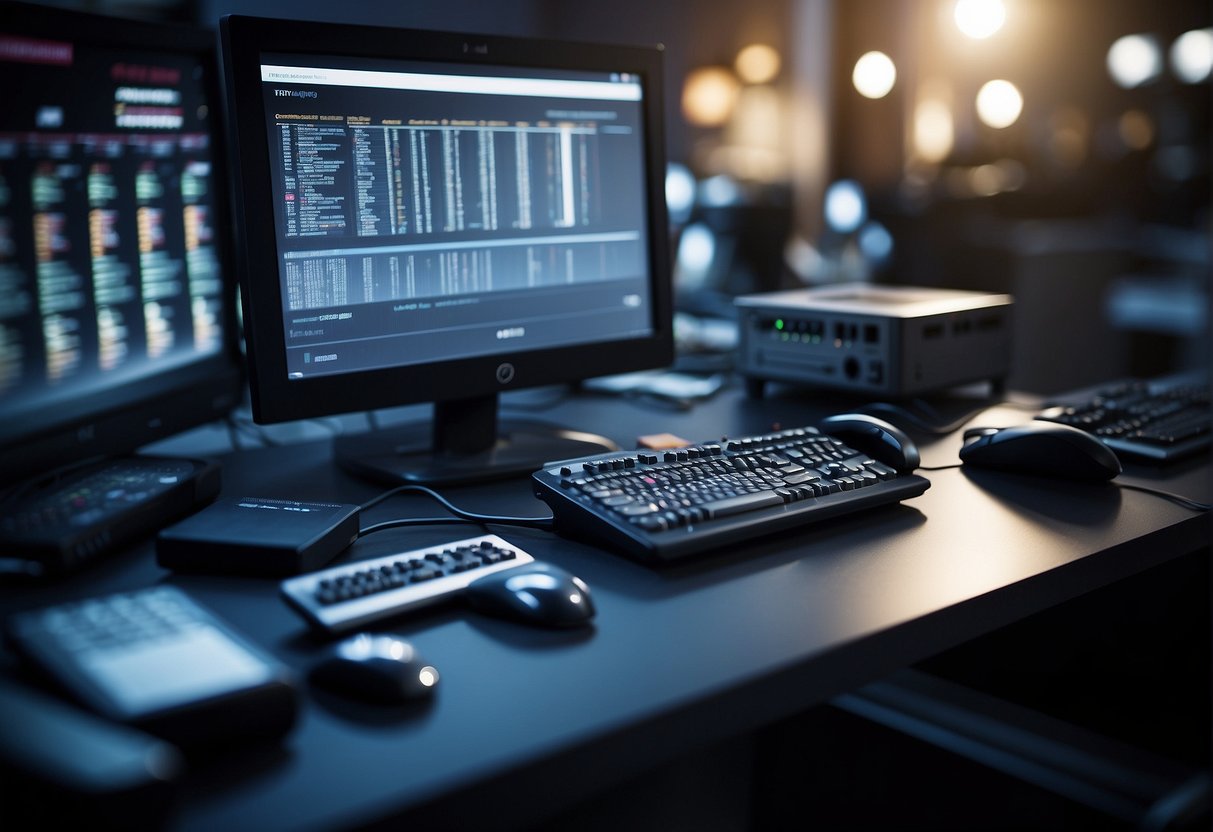 A computer being securely wiped with a data deletion program, surrounded by IT equipment and labeled "ITAD - Critical Data Wiping."