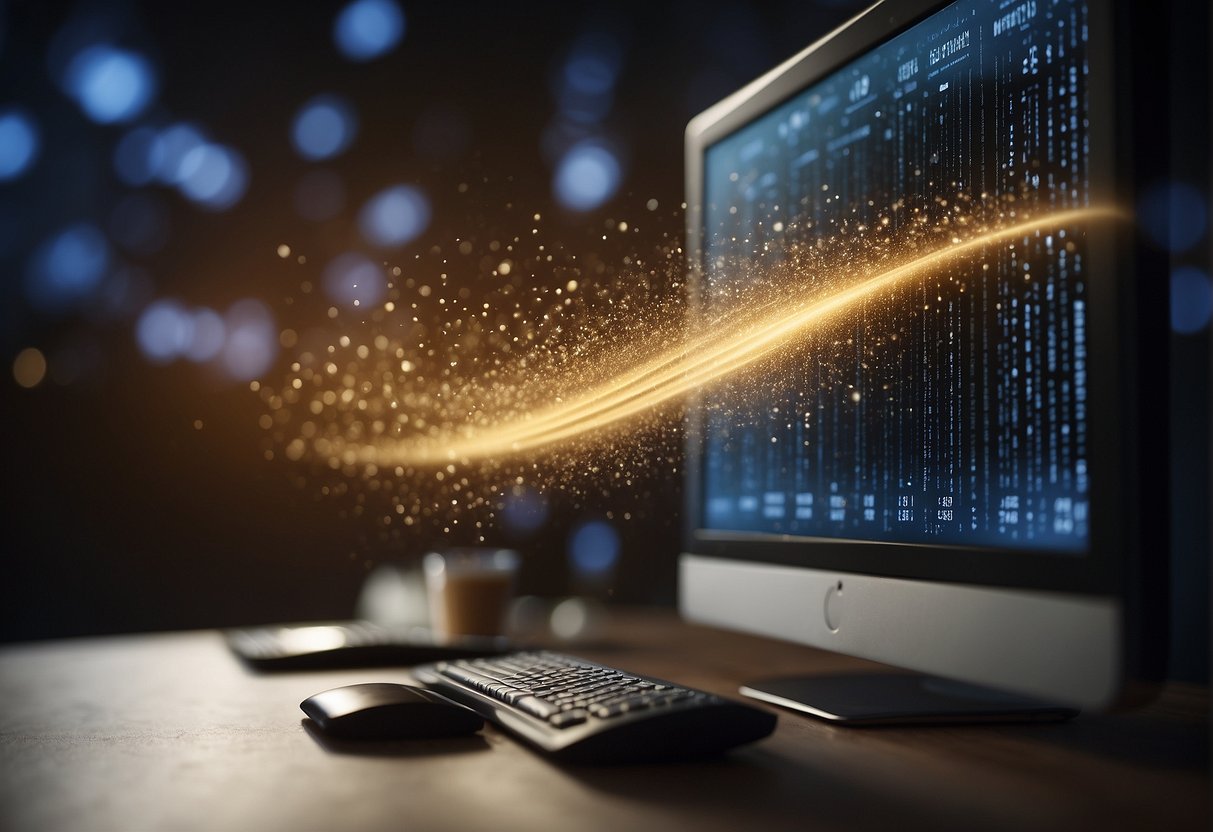 A computer screen showing a file being deleted while another file is being saved, representing the difference between data deletion and storage