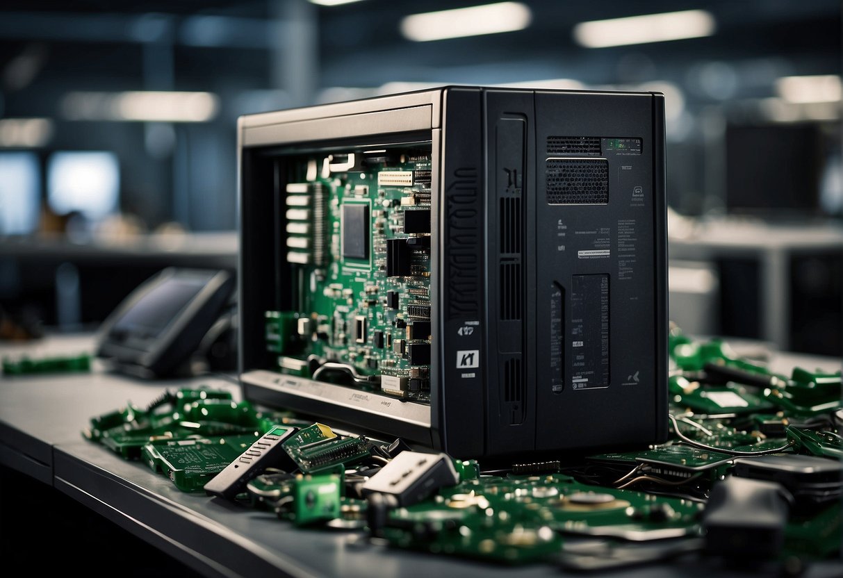 A computer being recycled in a green IT initiative in Denmark, with environmental benefits highlighted