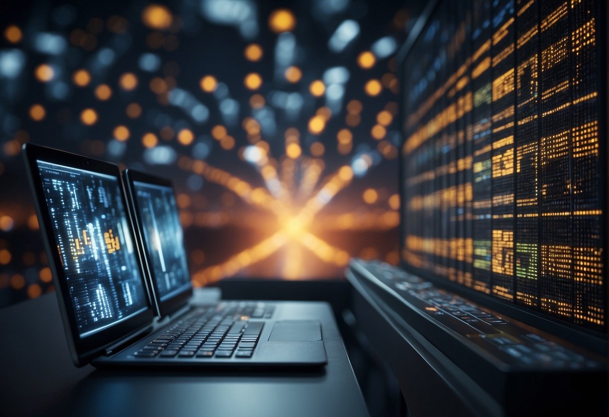 A computer screen displaying data deletion processes in public and private sectors, supporting digital transformation