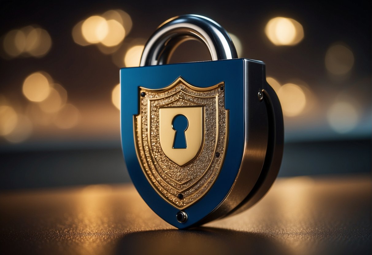 A lock symbol surrounded by a shield, representing data protection in the "Frequently Asked Questions on the Role of Data Protection in Protecting Personal Information"