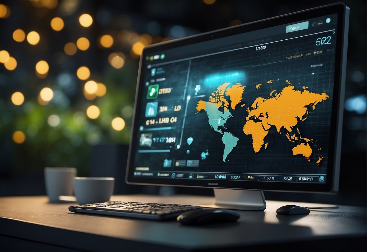 A computer screen displaying a progress bar for data erasure, surrounded by icons representing environmental benefits and CSR initiatives