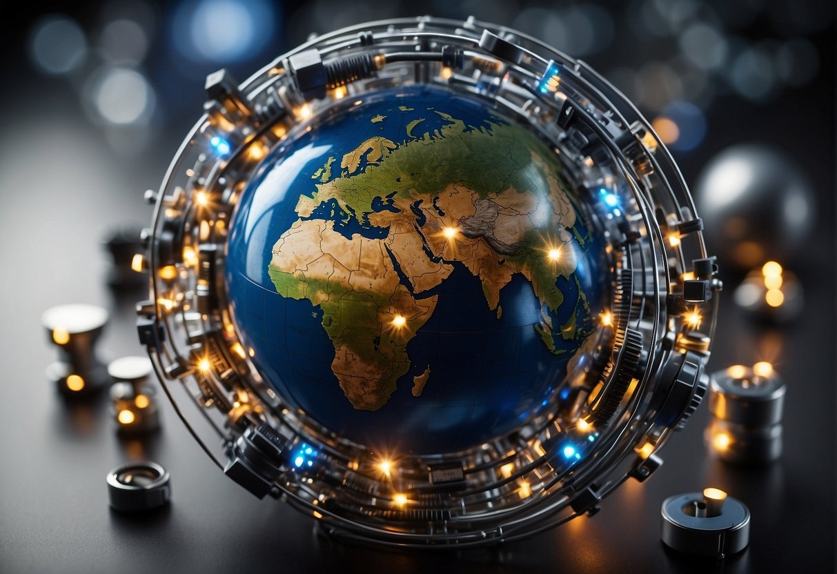 A globe surrounded by interconnected technology devices, symbolizing the impact of data erasure on CSR initiatives