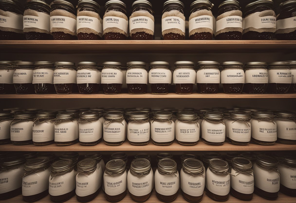 Jam jars lined up on a shelf with customizable labels and branding