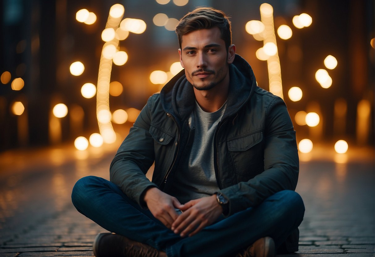 A person sitting cross-legged with a serene expression, surrounded by a glowing light at the center of their forehead