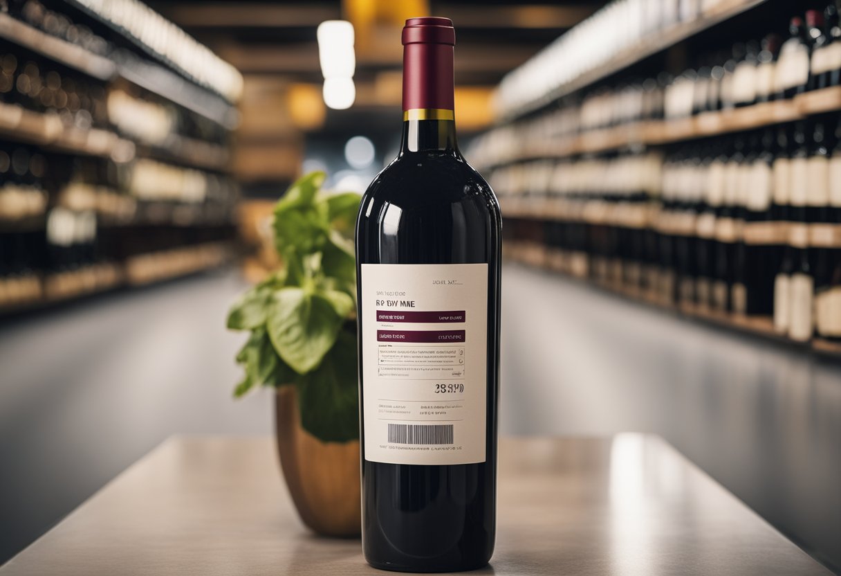 A red wine bottle with a price tag displayed prominently on the label