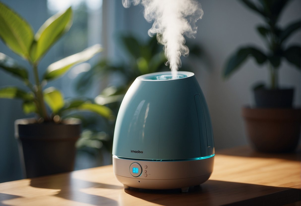 A humidifier being cleaned and safety precautions being taken