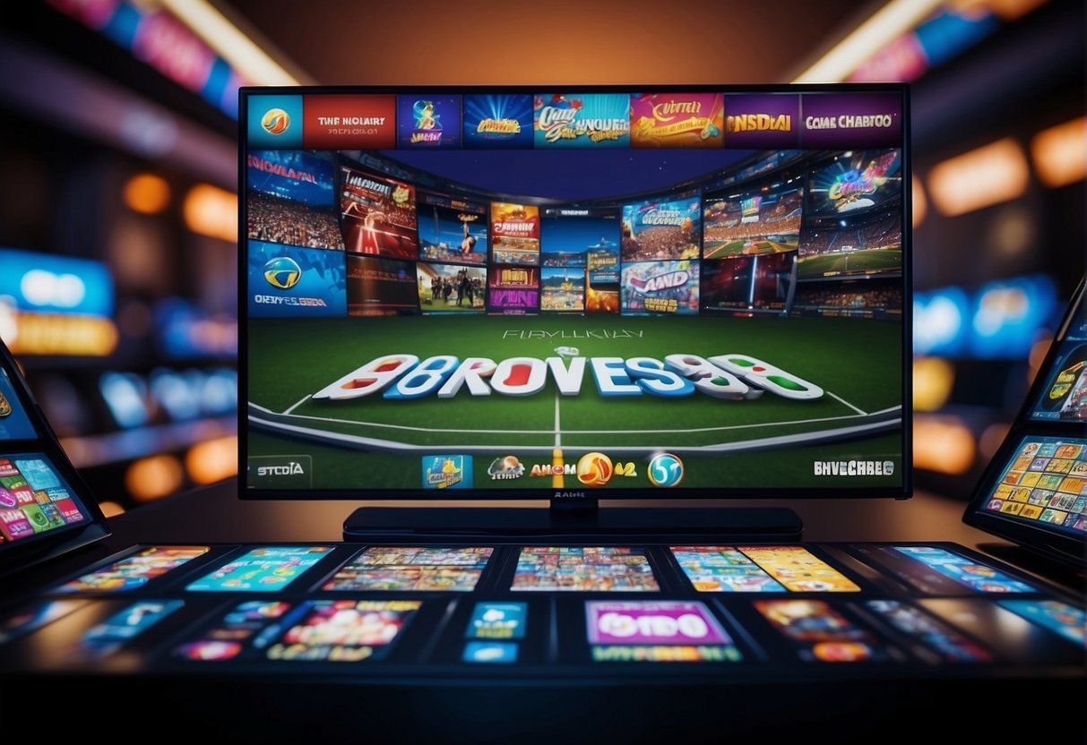 A colorful array of popular provably fair games displayed on a vibrant digital screen, with each game's logo and title prominently featured