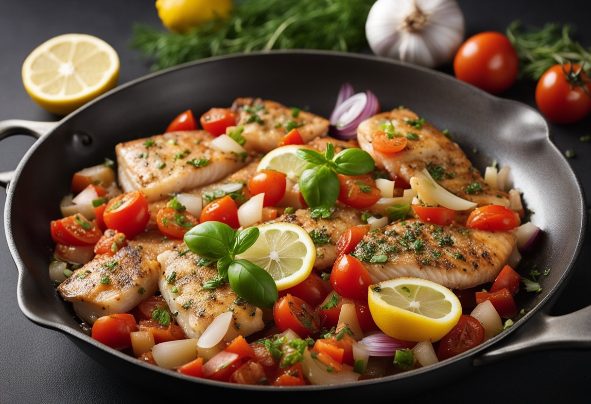 Fresh angoli fish, diced tomatoes, onions, garlic, and herbs sizzling in a pan. A sprinkle of salt and a squeeze of lemon complete the dish