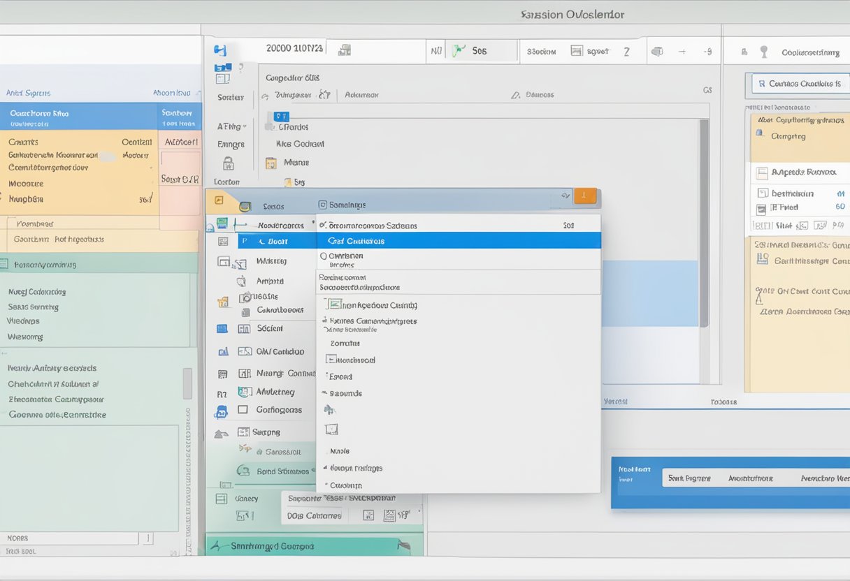 A computer screen displaying Outlook calendar settings with a hand dragging and dropping user names into the sharing access section