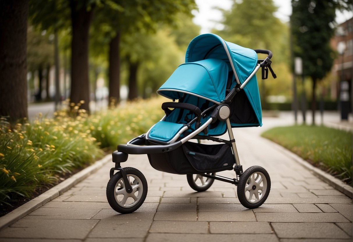 A sturdy stroller with adjustable handlebar, large storage basket, and one-hand fold mechanism. Reflective accents for safety and all-terrain wheels for smooth rides