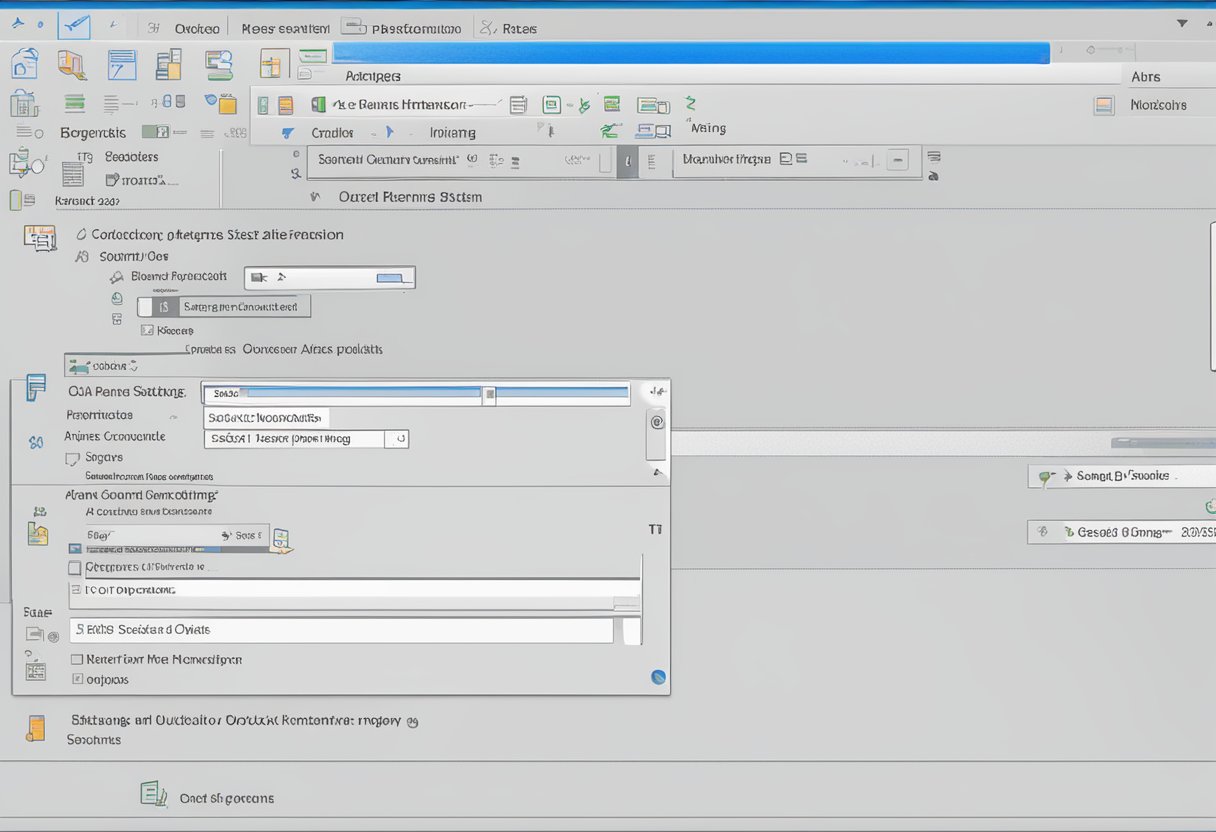 A computer screen displaying the Outlook interface with a cursor hovering over the font size option in the settings menu
