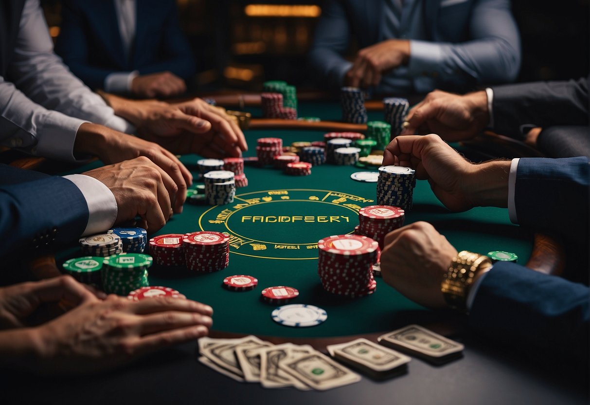 Players choosing top crypto poker sites, surrounded by digital currency logos and poker chips