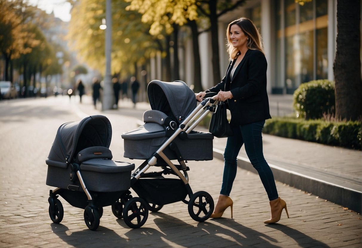 A parent compares a stroller and pram, considering their lifestyle and needs