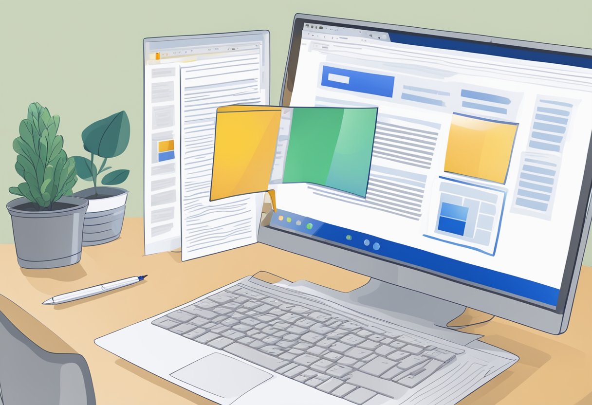 A computer screen with a Microsoft Word document open, showing the process of adding a hyperlink