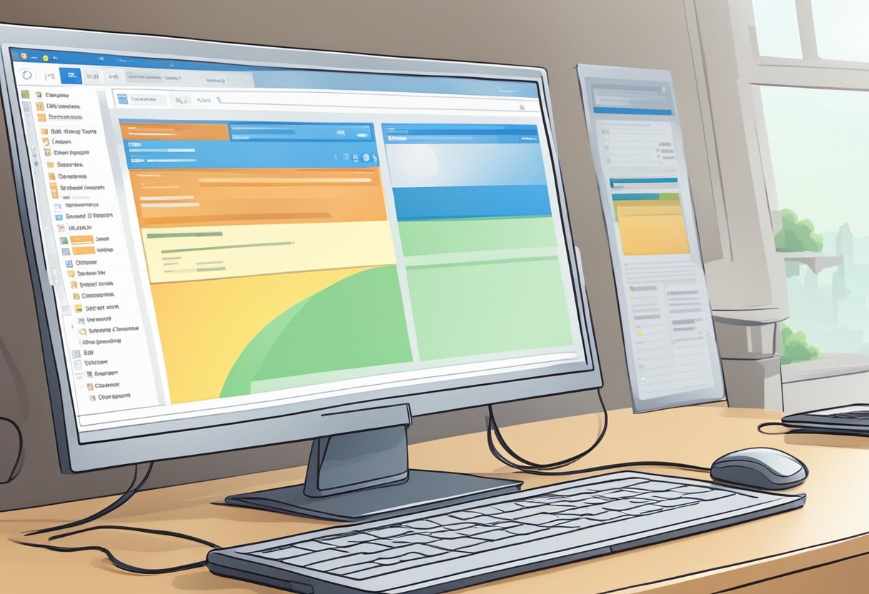 A computer monitor displays the Outlook email interface with an open message