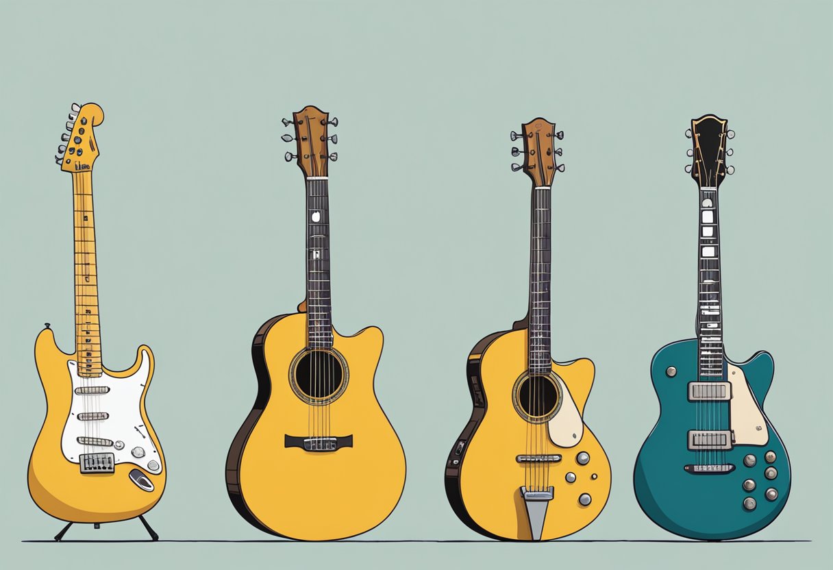 Iconic instruments lined up, showcasing their historical impact in pop music