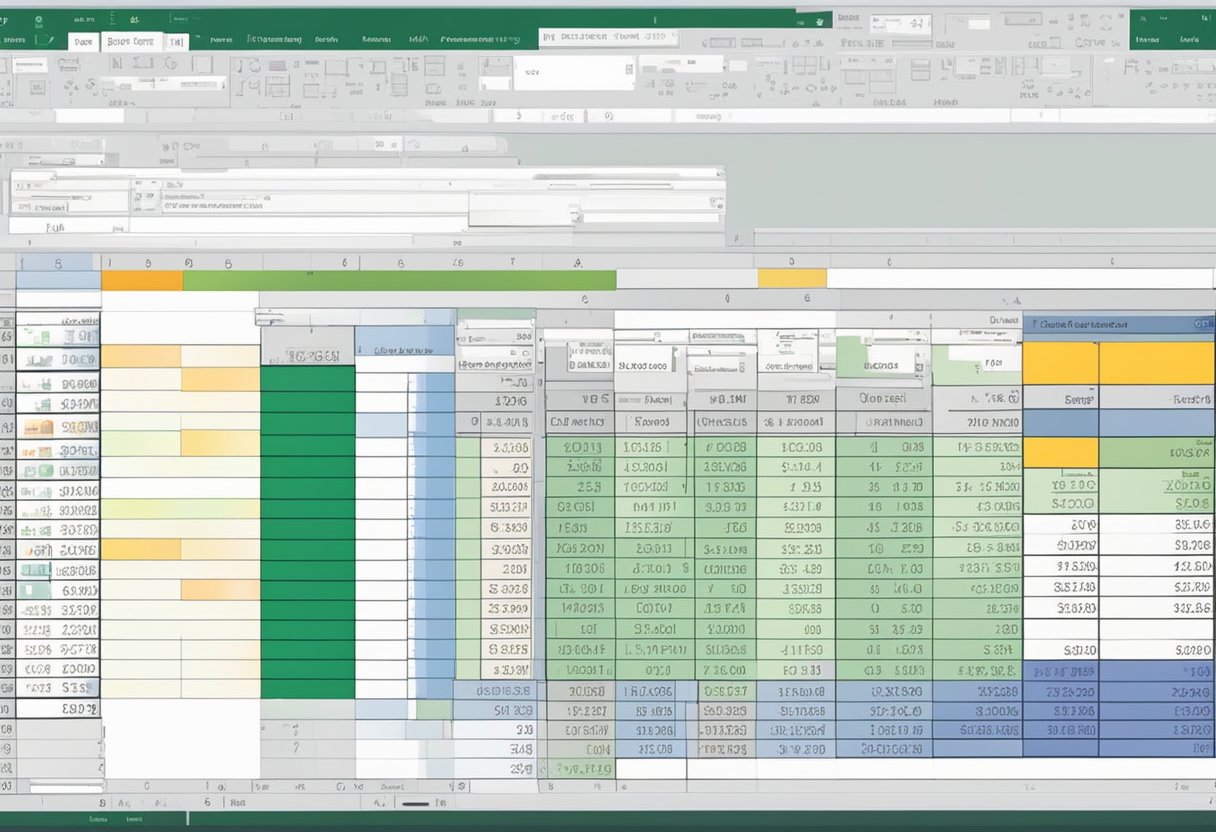 A computer screen with an Excel spreadsheet open, showing data input and formulas for calculating test statistics