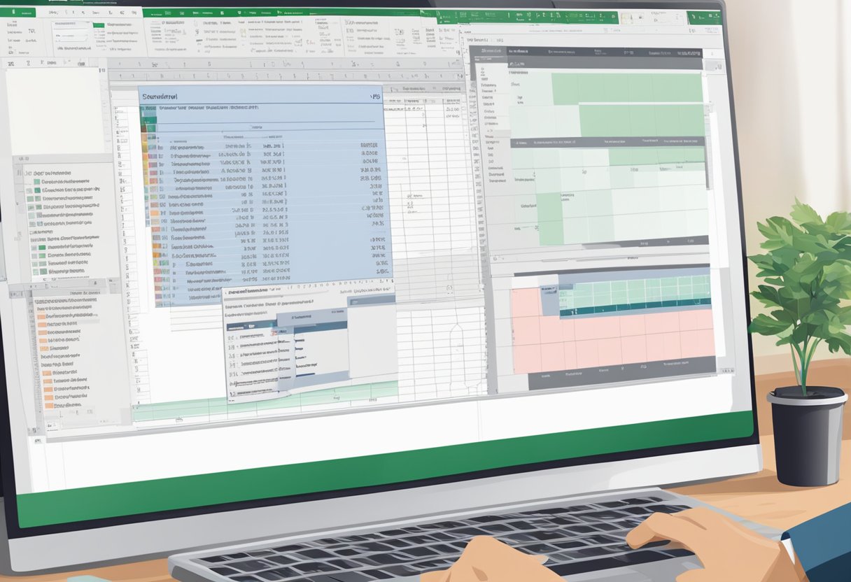 An Excel spreadsheet is open on a computer screen, with the user adjusting the page layout to stretch the content to fit the entire page for printing