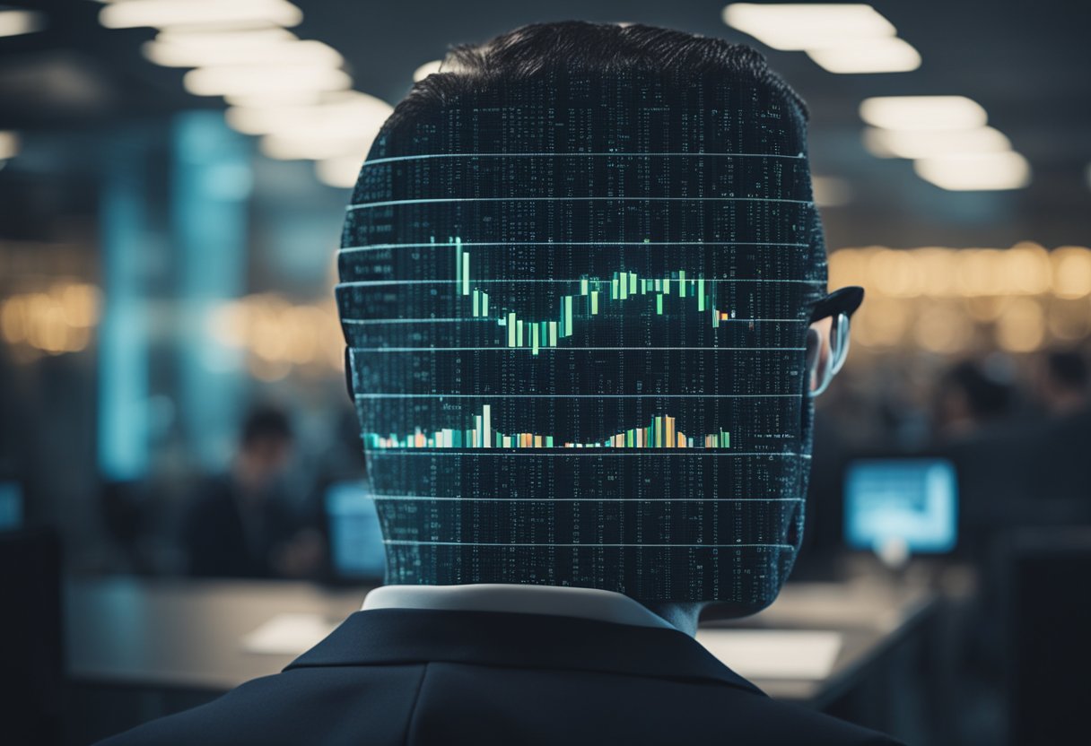 An investor using AI algorithms to analyze investment data and make decisions