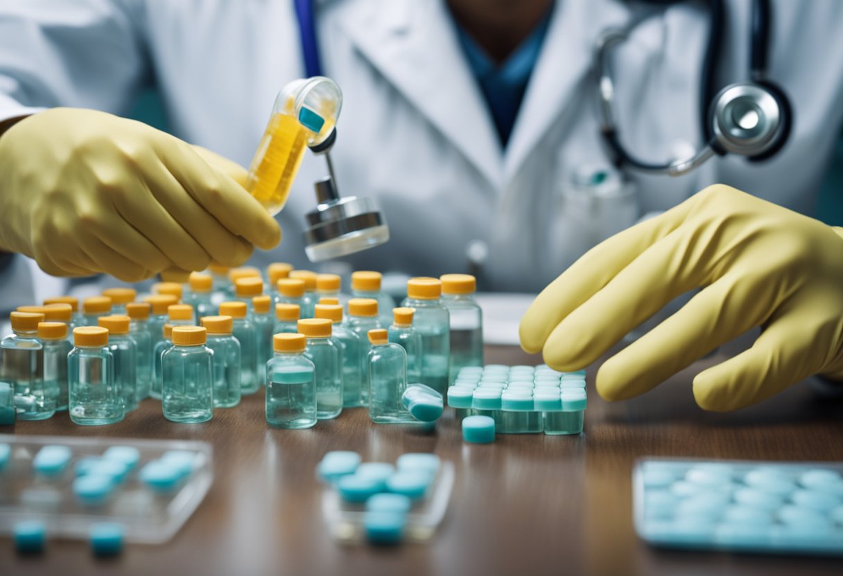 A doctor administers antibiotics to treat Haemophilus infection in a medical setting