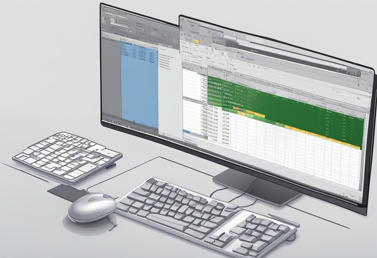 A computer screen displays the Excel interface with the "Record Macro" button highlighted. A mouse cursor hovers over the button, ready to click