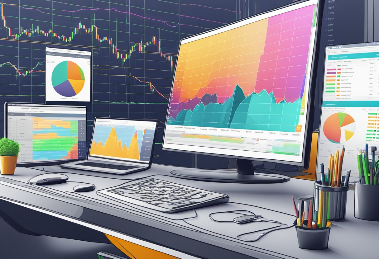 A computer screen displaying cryptocurrency charts and trading tools