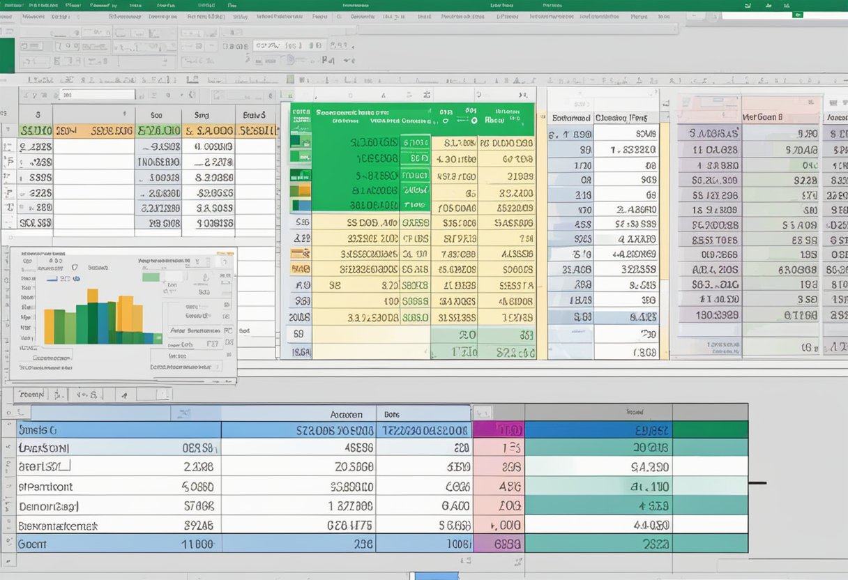 A computer screen with an open Excel spreadsheet. A cell is selected, and the formula bar shows the process of adding a percentage to a number