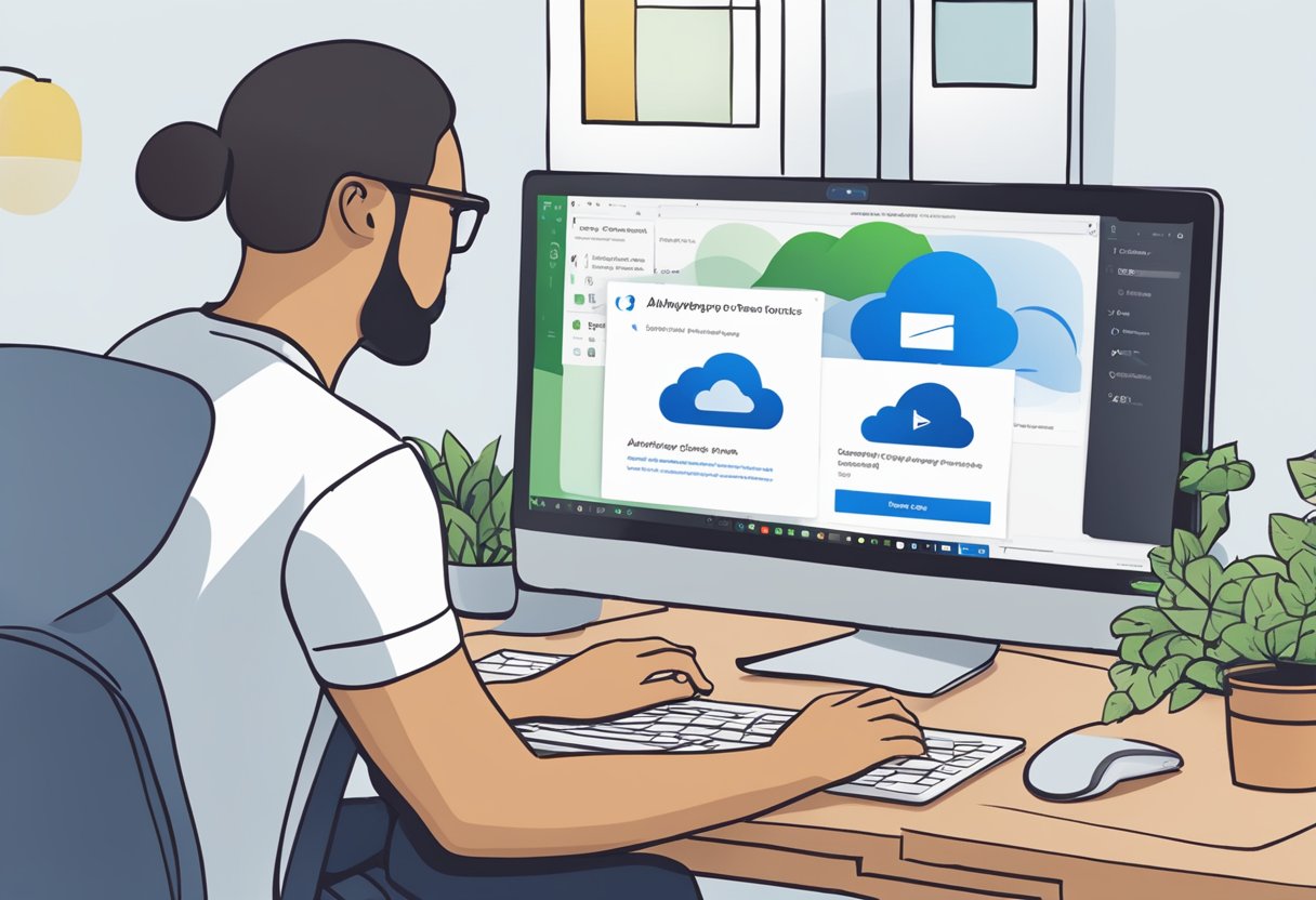 A computer screen displaying the OneDrive setup process with a checkbox next to "Always keep on this device" selected