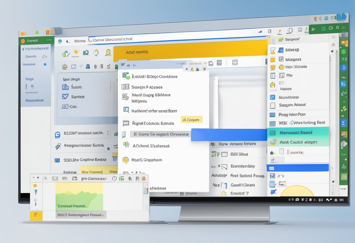 A computer screen with a clear view of the Outlook inbox, with a highlighted section showing how to find flagged emails in the search bar