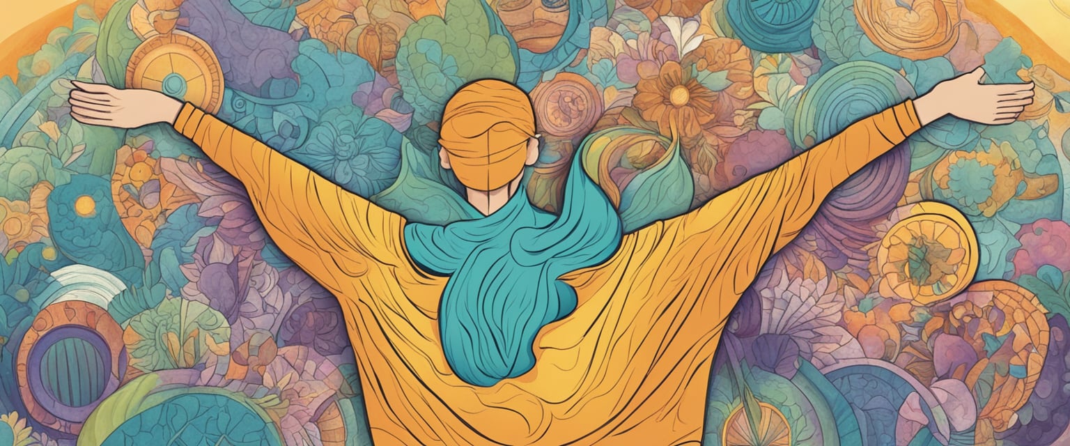 A person visualizes a specific person surrounded by positive energy and affirmations
