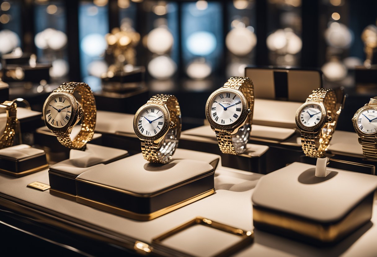 A luxurious display of Cartier products showcasing exquisite craftsmanship and attention to detail. Rich textures and elegant designs exude sophistication