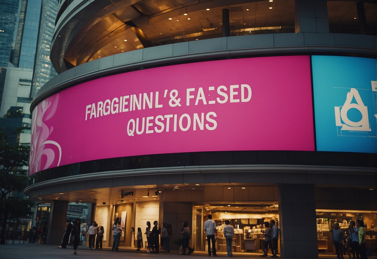 A colorful banner with "Frequently Asked Questions" and "albion promotions singapore" displayed prominently