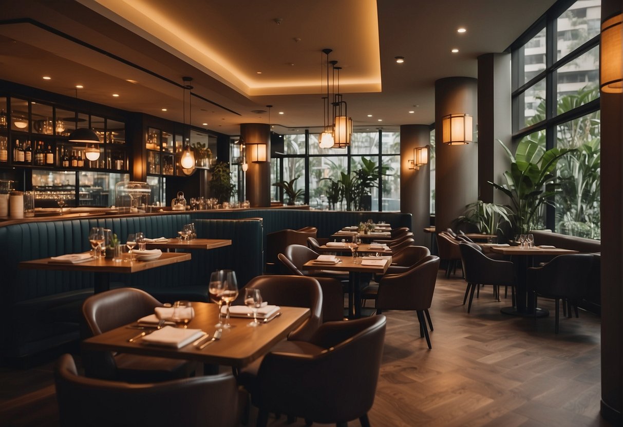 A cozy restaurant with warm lighting, elegant decor, and inviting ambiance at Astons' in Singapore